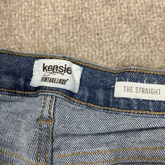 Kensie Womens 8/29 Jeans Blue Vintage Luxe Straight Leg Medium Wash Distressed - Picture 6 of 7